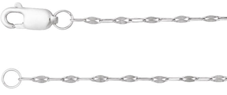 14K White Gold 1.5 mm Keyhole 7" Chain