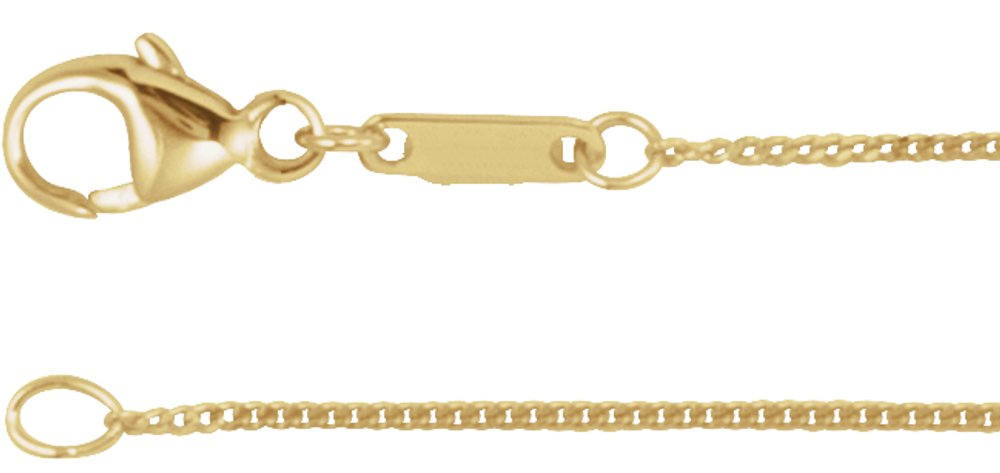 14K Yellow .8 mm Diamond-Cut Curb 7" Chain