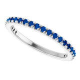 14K White Gold Natural Blue Sapphire French-Set Anniversary Band