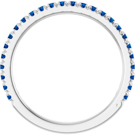 14K White Gold Natural Blue Sapphire French-Set Anniversary Band