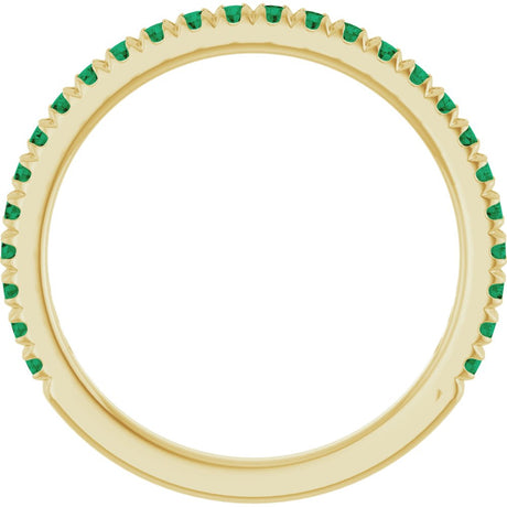 14K Yellow Gold Lab-Grown Emerald French-Set Anniversary Band