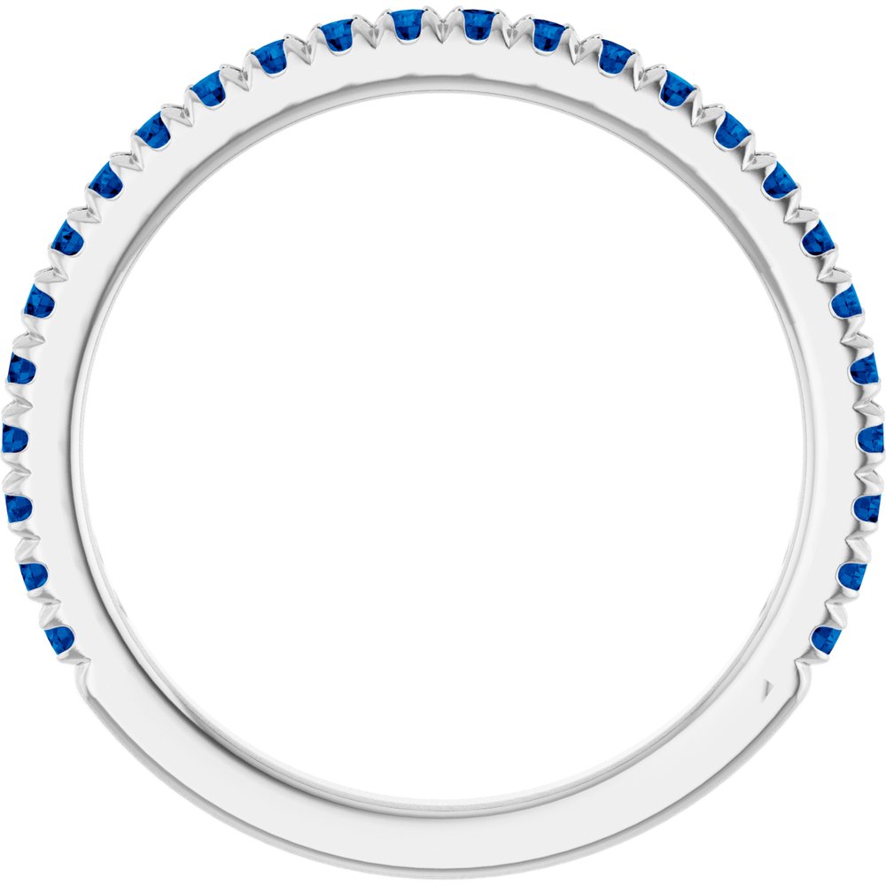 14K White Gold Natural Blue Sapphire French-Set Anniversary Band
