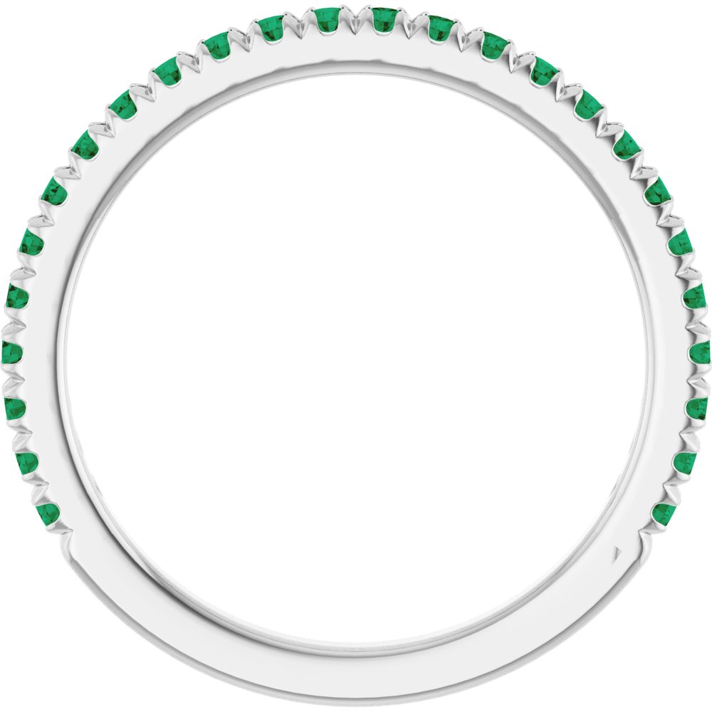 14K White Gold Natural Emerald French-Set Anniversary Band
