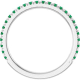 14K White Gold Natural Emerald French-Set Anniversary Band
