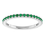 14K White Gold Natural Emerald French-Set Anniversary Band