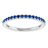 14K White Gold Natural Blue Sapphire French-Set Anniversary Band