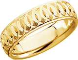 14K Yellow Gold 6 mm Patterned Comfort-Fit Band Size 8.5