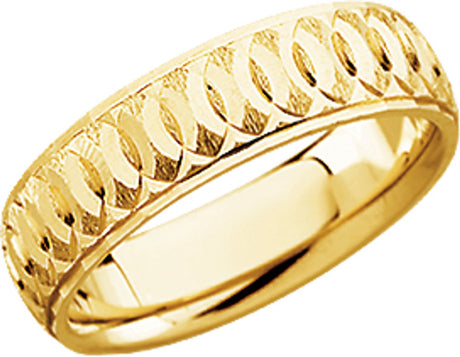 14K Yellow Gold 6 mm Patterned Comfort-Fit Band Size 8.5