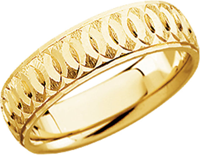 14K Yellow Gold 6 mm Patterned Comfort-Fit Band Size 8.5