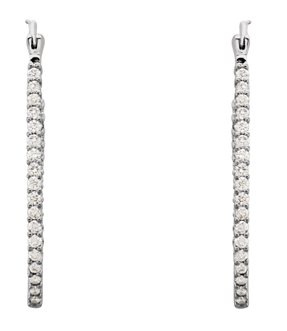 Platinum 1 CTW Natural Diamond Inside-Outside Hoop Earrings