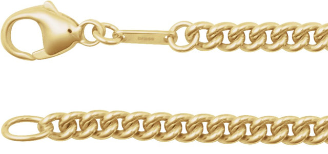 14K Yellow Gold 3.4 mm Curb 24" Chain