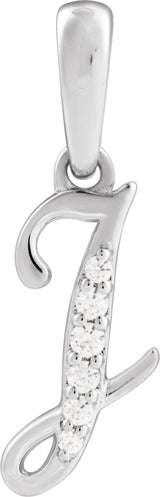 14K White Gold .05 CTW Natural Diamond Initial J 18" Necklace