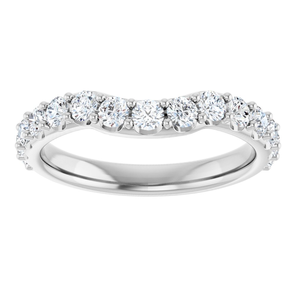 14K White Gold 9/10 CTW Natural Diamond Contour Band