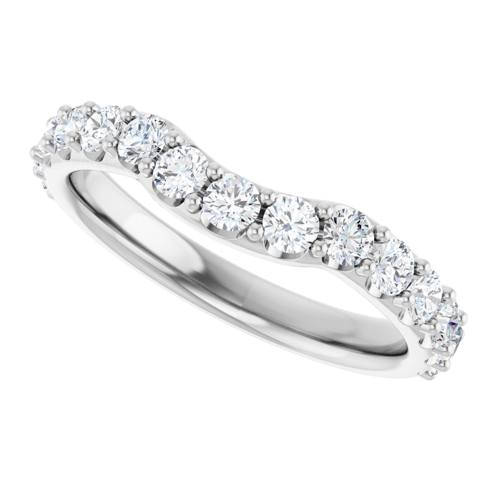 14K White Gold 9/10 CTW Natural Diamond Contour Band