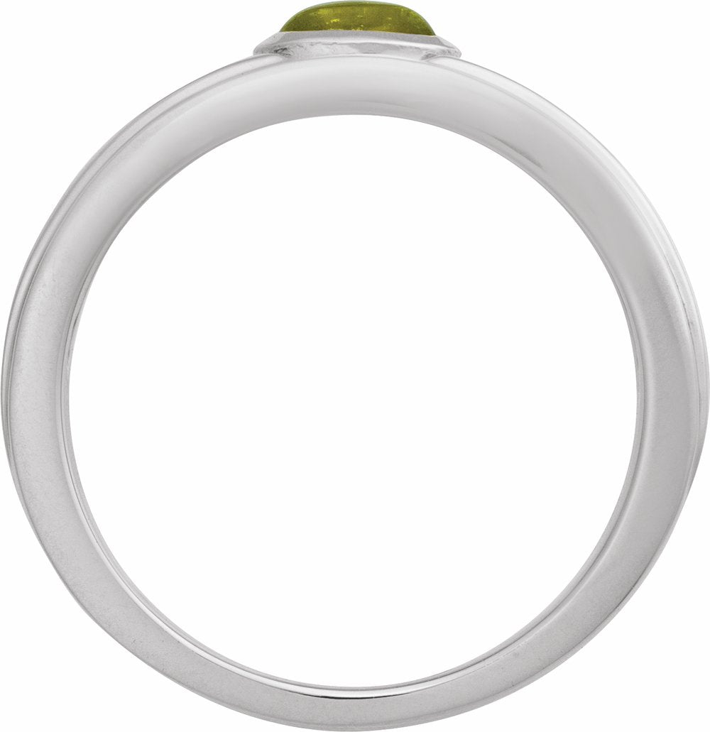 Sterling Silver 5x3 mm Natural Peridot Cabochon Ring