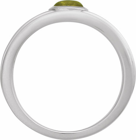 Sterling Silver 5x3 mm Natural Peridot Cabochon Ring