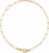 18K Yellow Gold 2.4 mm Paperclip-Style 7" Chain