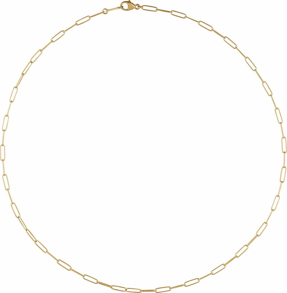 18K Yellow 2.4 mm Paperclip-Style 18" Chain