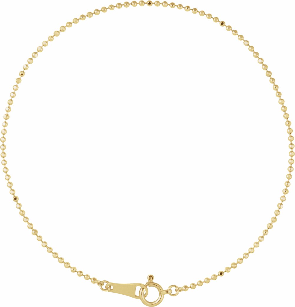 10K Yellow Gold 1.2 mm Diamond-Cut Bead 7" Chain