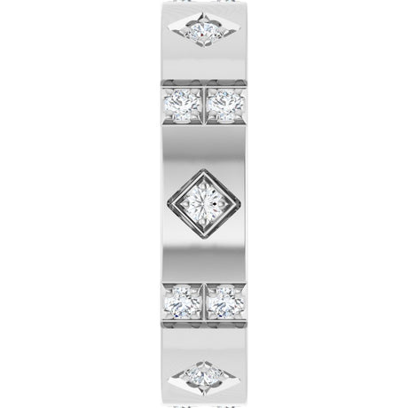 14K White Gold 3/8 CTW Natural Diamond Mens Accented Band