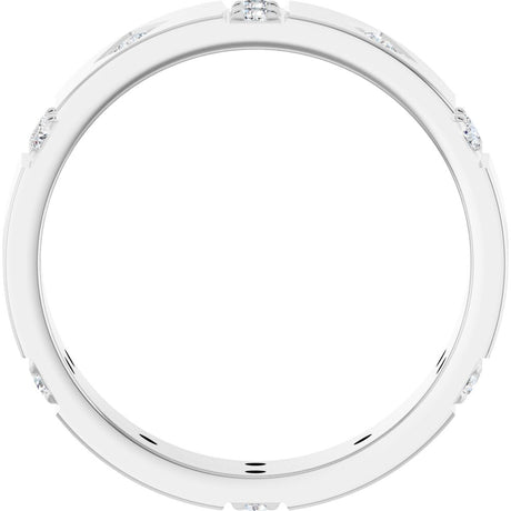 14K White Gold 3/8 CTW Natural Diamond Mens Accented Band
