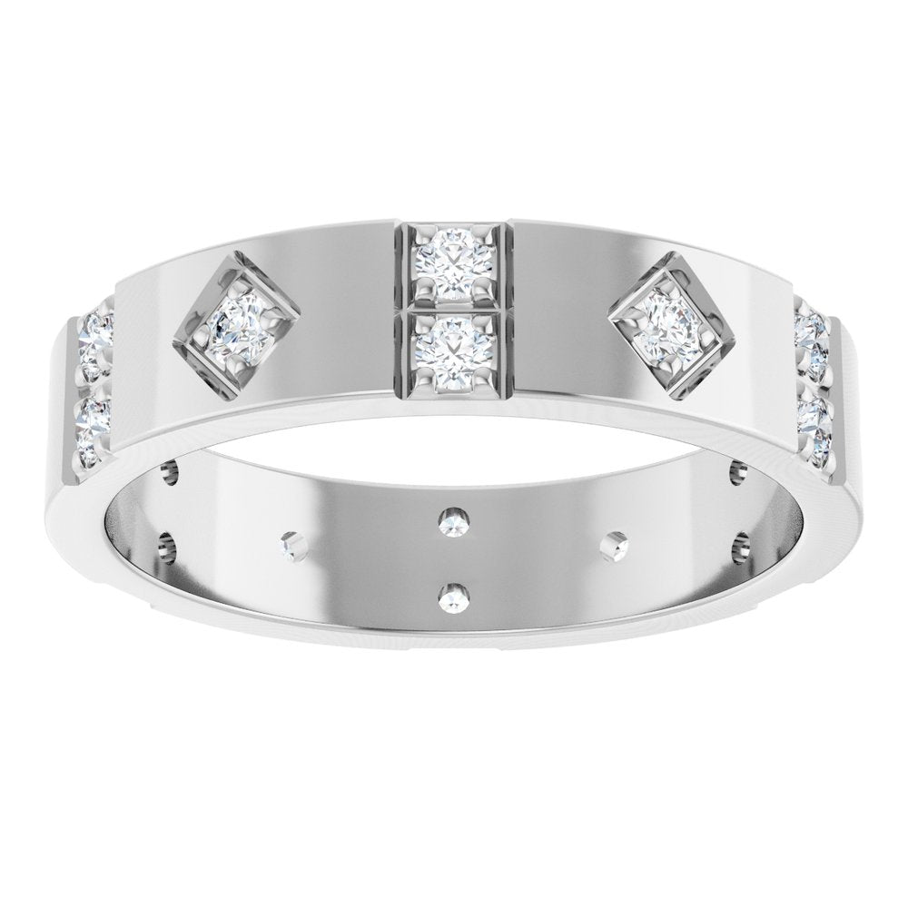 14K White Gold 1/2 CTW Natural Diamond Mens Accented Band