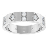 14K White Gold 1/2 CTW Natural Diamond Mens Accented Band