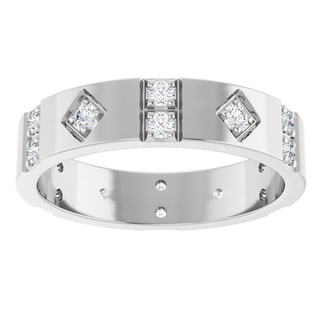 14K White Gold 1/2 CTW Natural Diamond Mens Accented Band
