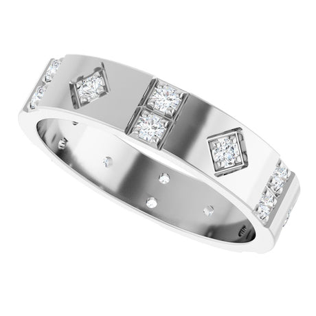 14K White Gold 3/8 CTW Natural Diamond Mens Accented Band