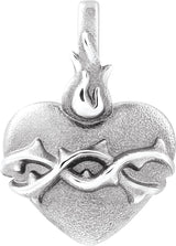 14K White Sacred Heart Pendant