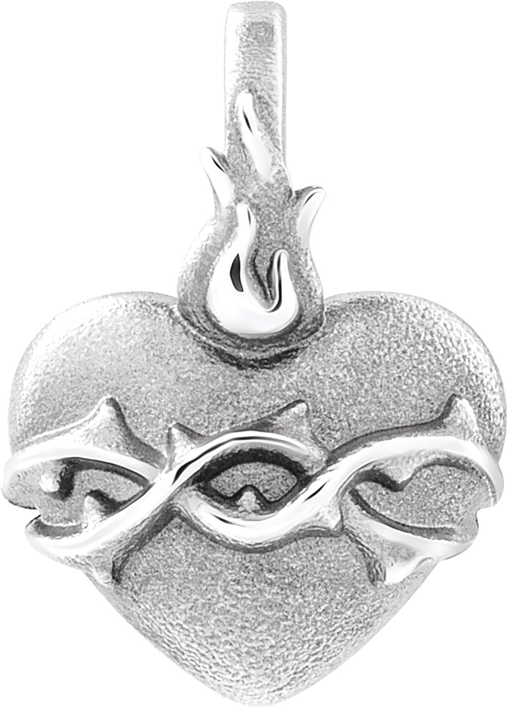 14K White Gold Sacred Heart Pendant