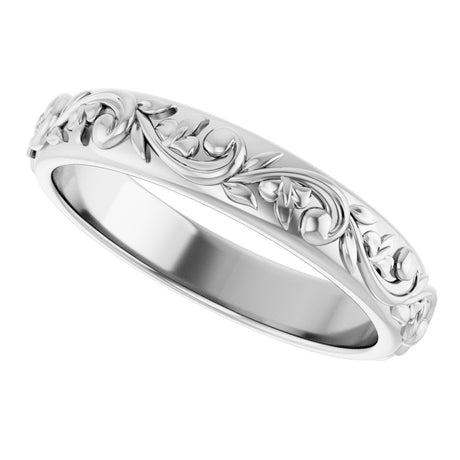 10K White Gold 3.5 mm Sculptural Band Size 7