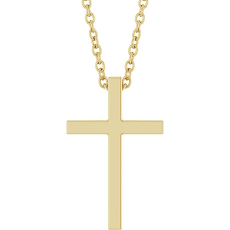 14K Yellow Gold 15x9.5 mm Cross 18" Necklace