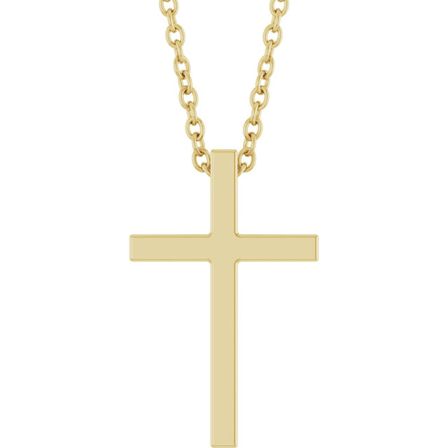 14K Yellow Gold 15x9.5 mm Cross 18" Necklace