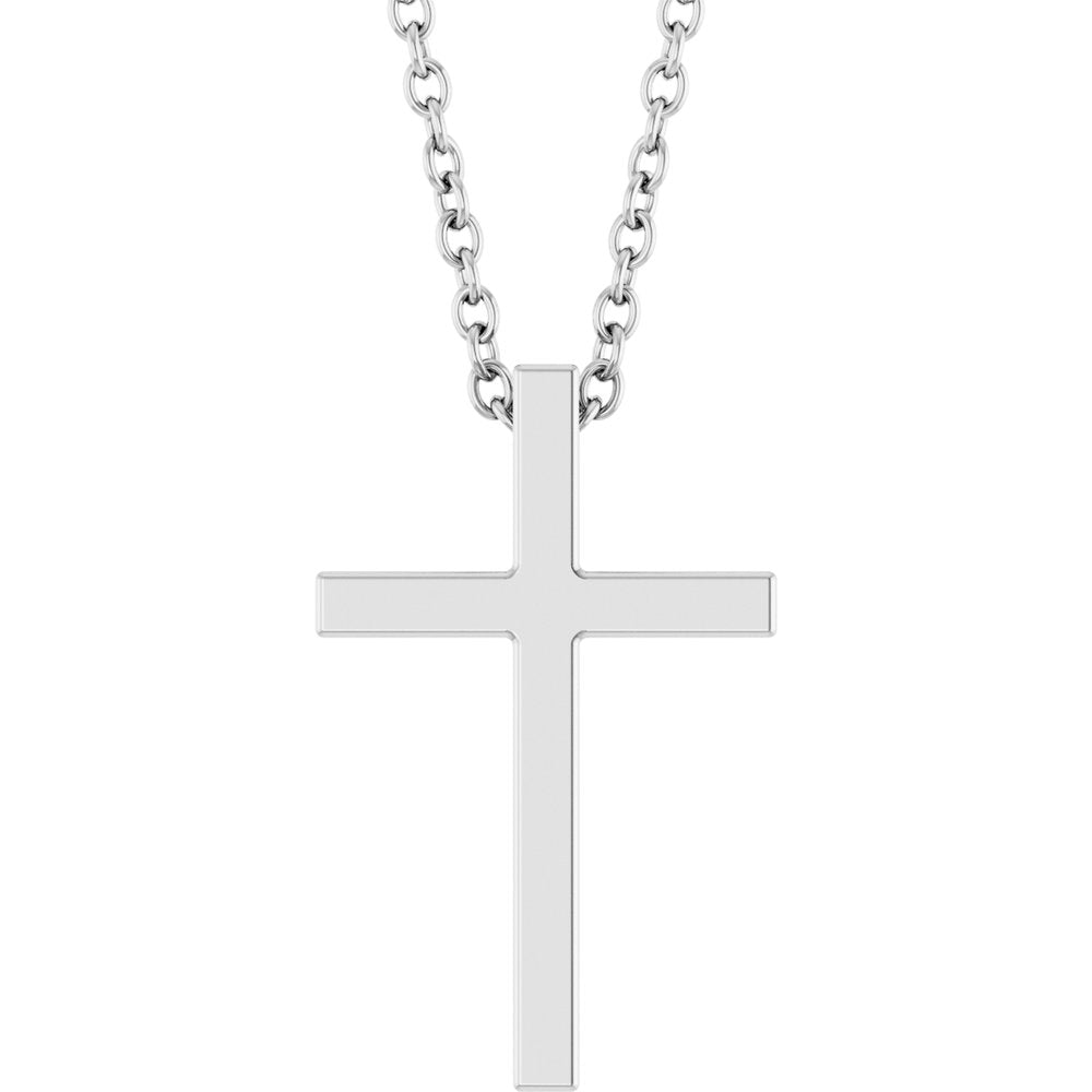 Sterling Silver 15x9.5 mm Cross 18" Necklace