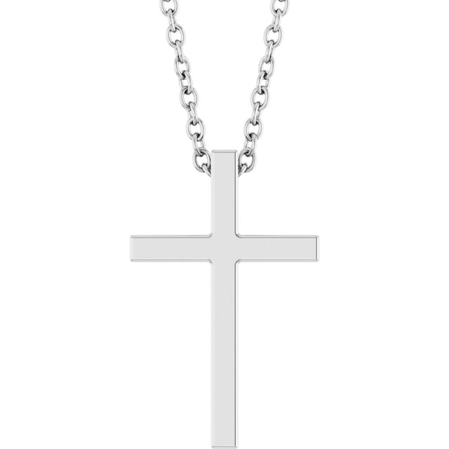 Sterling Silver 15x9.5 mm Cross 18" Necklace
