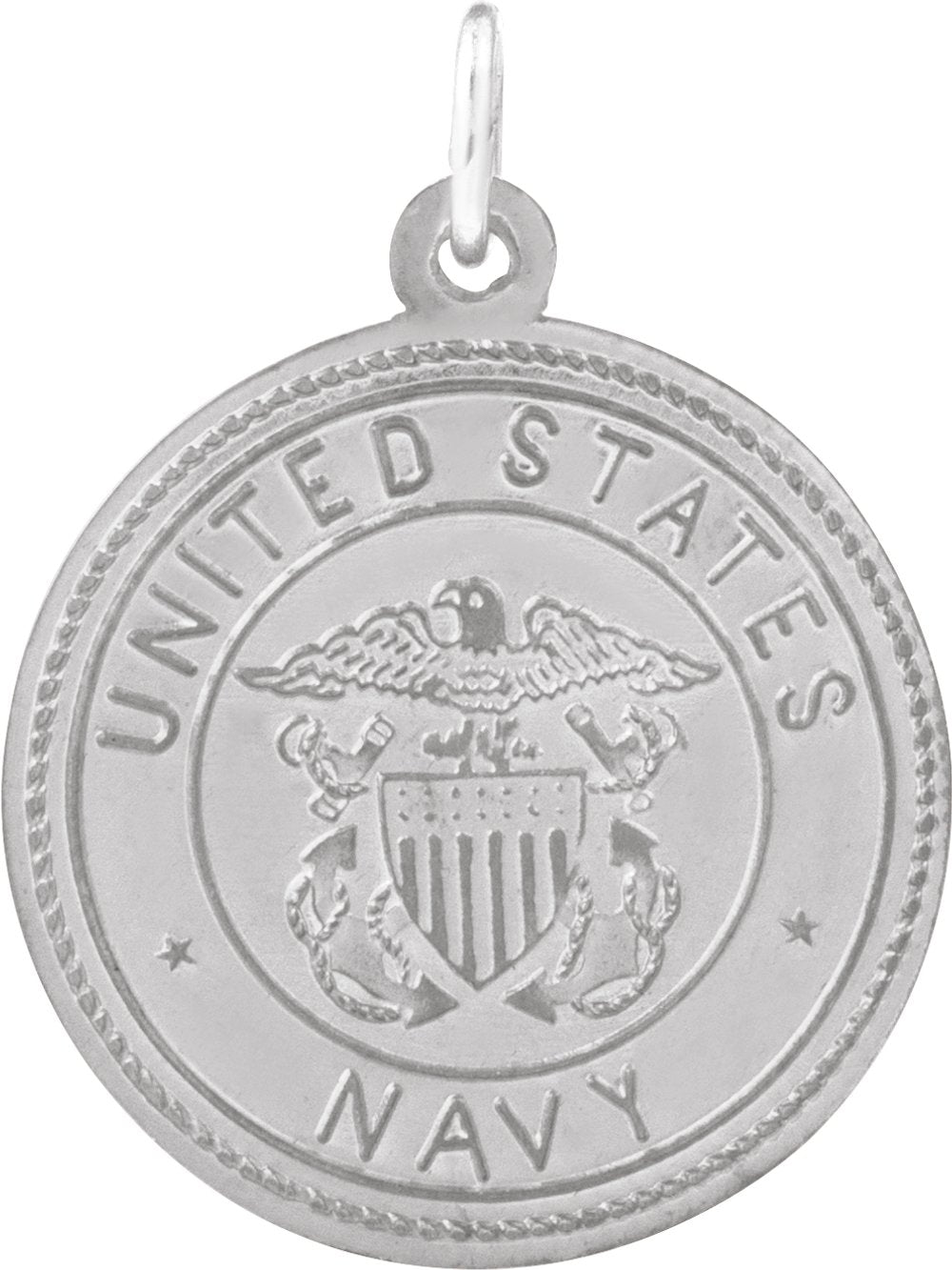Sterling Silver 18 mm Round St. Christopher Medal U.S. Navy Medal