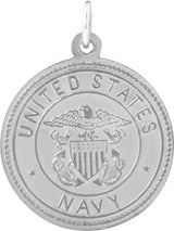Sterling Silver 18 mm Round St. Christopher Medal U.S. Navy Medal