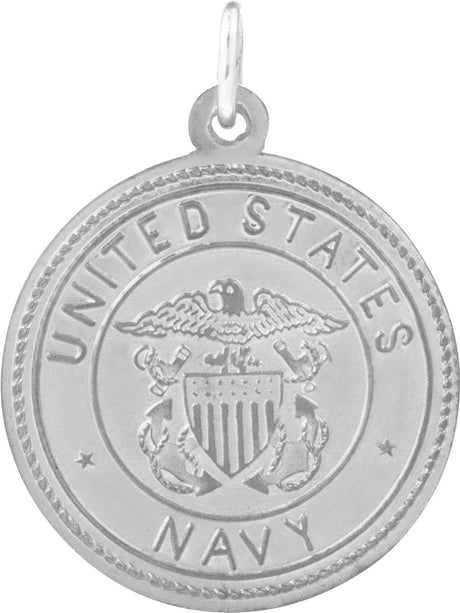 Sterling Silver 18 mm Round St. Christopher Medal U.S. Navy Medal