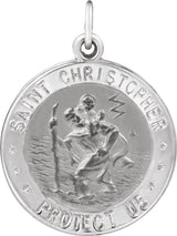 Sterling Silver 18 mm Round St. Christopher Medal U.S. Navy Medal