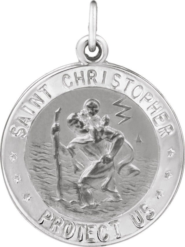Sterling Silver 18 mm Round St. Christopher Medal U.S. Navy Medal
