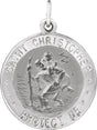 Sterling Silver 18 mm Round St. Christopher Medal U.S. Navy Medal