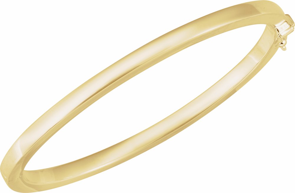 14K Yellow Square Tube Hinged Bangle 7" Bracelet