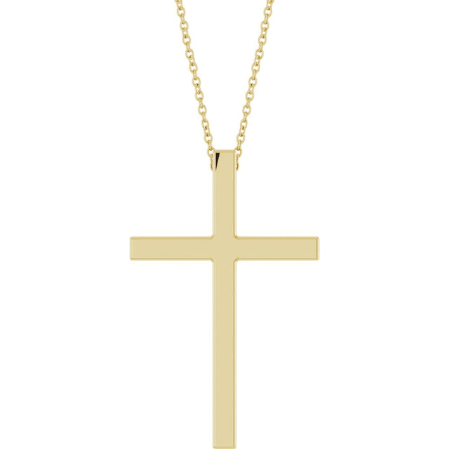 14K Yellow Gold 33x20.9 mm Cross 18" Necklace