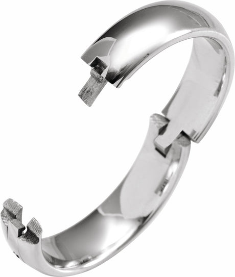 14K White Gold 6 mm CLIQ® Hinged Adjustable Half Round Comfort-Fit Band Size 8