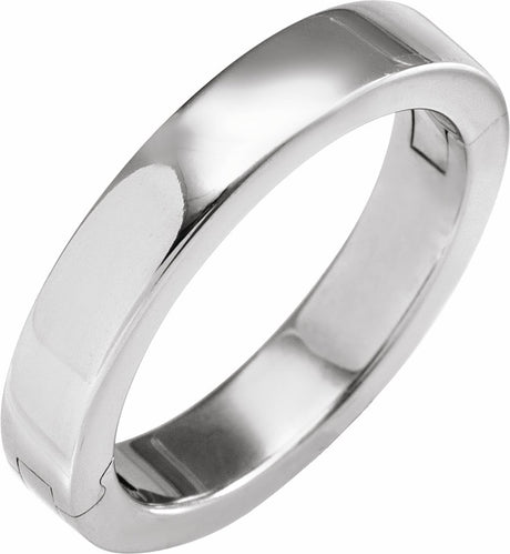 14K White Gold 4 mm CLIQ® Hinged Adjustable Flat Band Size 8.5
