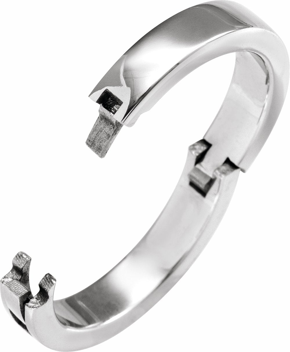 14K White Gold 4 mm CLIQ® Hinged Adjustable Flat Band Size 8.5