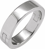 14K White Gold 5 mm CLIQ® Hinged Adjustable Flat Band Size 8.5