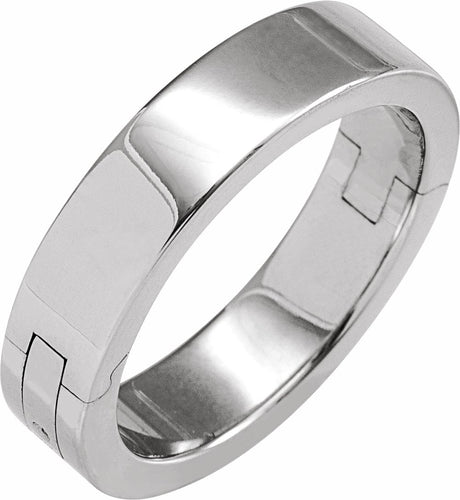 14K White Gold 5 mm CLIQ® Hinged Adjustable Flat Band Size 8.5