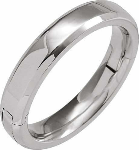 14K White Gold 4 mm CLIQ® Hinged Adjustable Beveled Edge Comfort-Fit Band 12